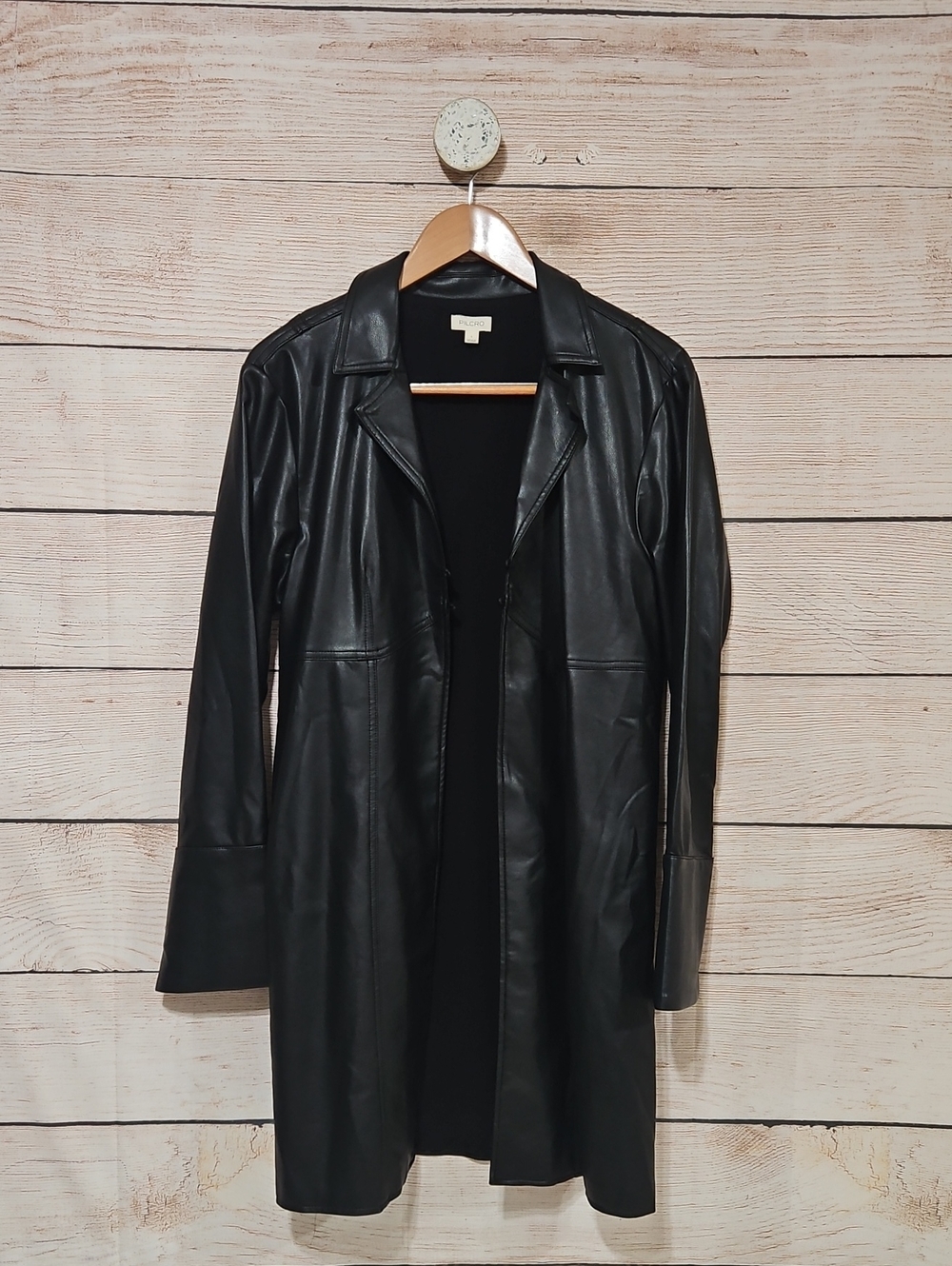 Anthropologie's Pilcro Faux Leather Trench Mid-length Tailored Sihouette Large